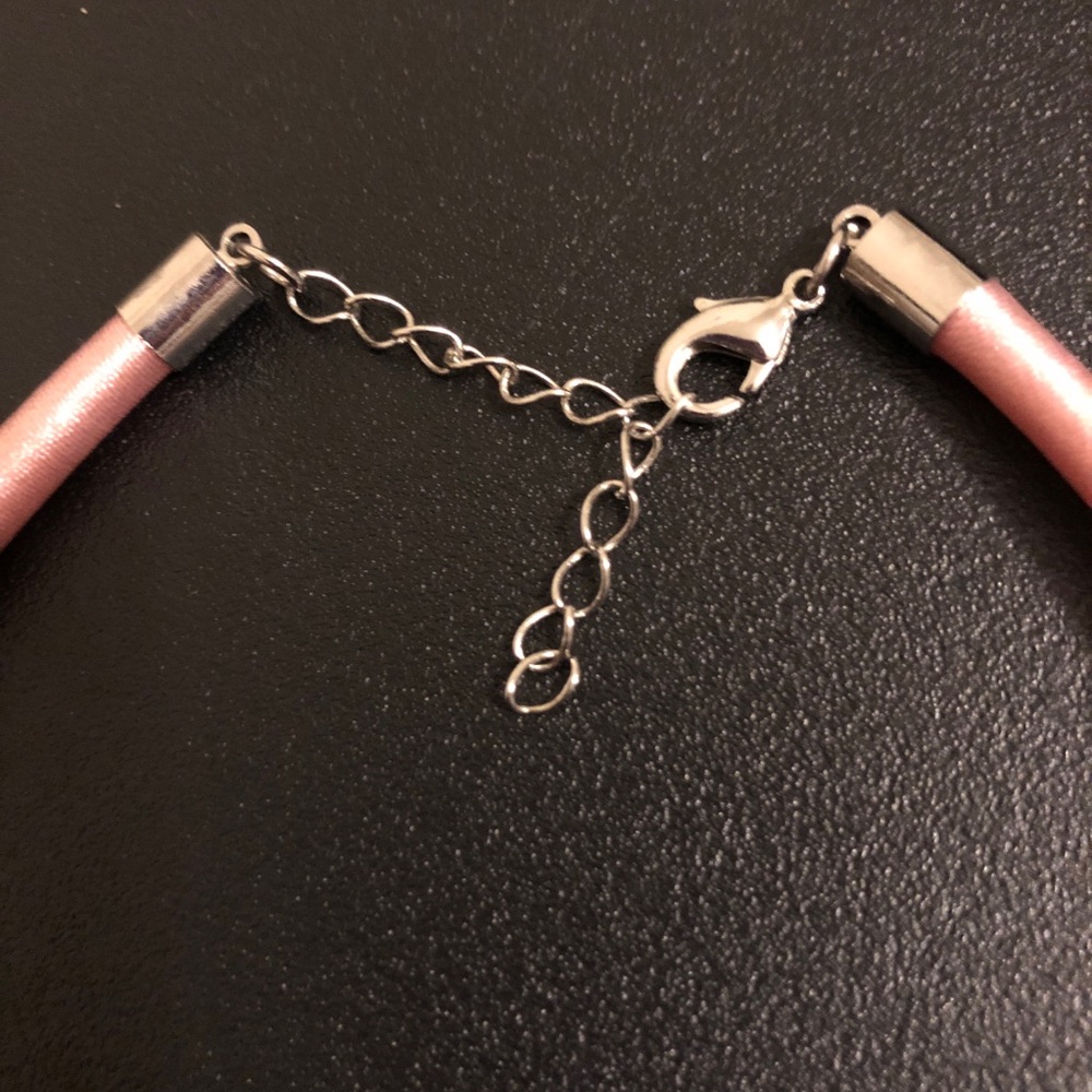 Handcrafted Moon & Faux Crystal Pendant Necklace in Pink - Picture 6 of 7